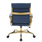 Sedia da Ufficio in Pelle LeisureMod Benmar con Dettagli Dorati, Altezza Regolabile, Base Girevole, Design Ergonomico per Ufficio Domestico, Studio o Spazio di Lavoro