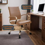 Sedia da Ufficio in Pelle LeisureMod Benmar con Dettagli Dorati, Altezza Regolabile, Base Girevole, Design Ergonomico per Ufficio Domestico, Studio o Spazio di Lavoro