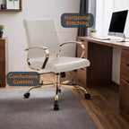 Sedia da Ufficio in Pelle LeisureMod Benmar con Dettagli Dorati, Altezza Regolabile, Base Girevole, Design Ergonomico per Ufficio Domestico, Studio o Spazio di Lavoro