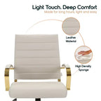Sedia da Ufficio in Pelle LeisureMod Benmar con Dettagli Dorati, Altezza Regolabile, Base Girevole, Design Ergonomico per Ufficio Domestico, Studio o Spazio di Lavoro