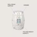 JONATHAN Y Double Happiness Sgabello da giardino/tavolino in ceramica Chinoiserie 18