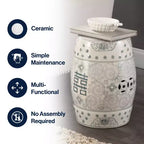 JONATHAN Y Double Happiness Sgabello da giardino/tavolino in ceramica Chinoiserie 18