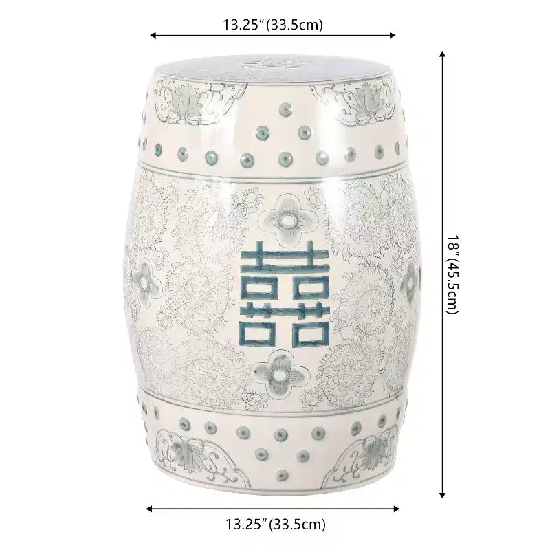 JONATHAN Y Double Happiness Sgabello da giardino/tavolino in ceramica Chinoiserie 18