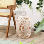 JONATHAN Y Double Happiness Sgabello da giardino/tavolino in ceramica Chinoiserie 18