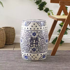 JONATHAN Y Double Happiness Sgabello da giardino/tavolino in ceramica Chinoiserie 18