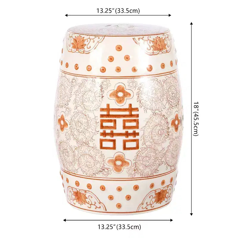 JONATHAN Y Double Happiness Sgabello da giardino/tavolino in ceramica Chinoiserie 18