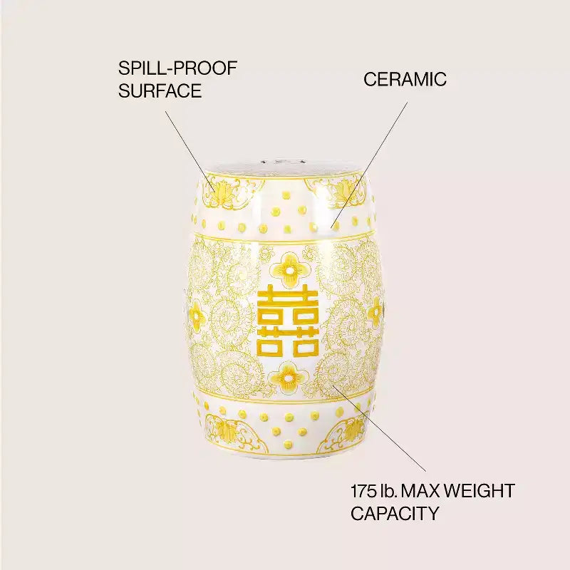 JONATHAN Y Double Happiness Sgabello da giardino/tavolino in ceramica Chinoiserie 18