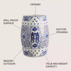 JONATHAN Y Double Happiness Sgabello da giardino/tavolino in ceramica Chinoiserie 18