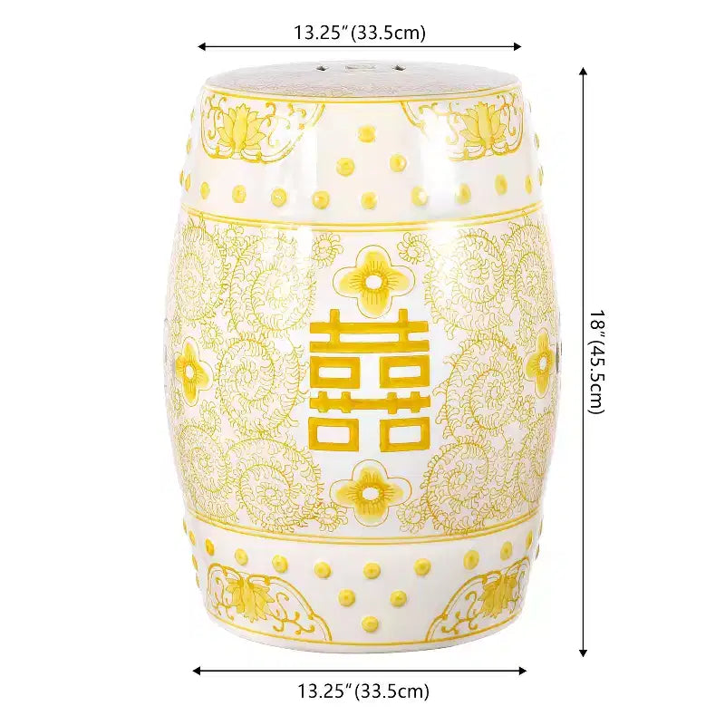 JONATHAN Y Double Happiness Sgabello da giardino/tavolino in ceramica Chinoiserie 18