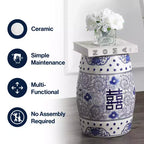 JONATHAN Y Double Happiness Sgabello da giardino/tavolino in ceramica Chinoiserie 18