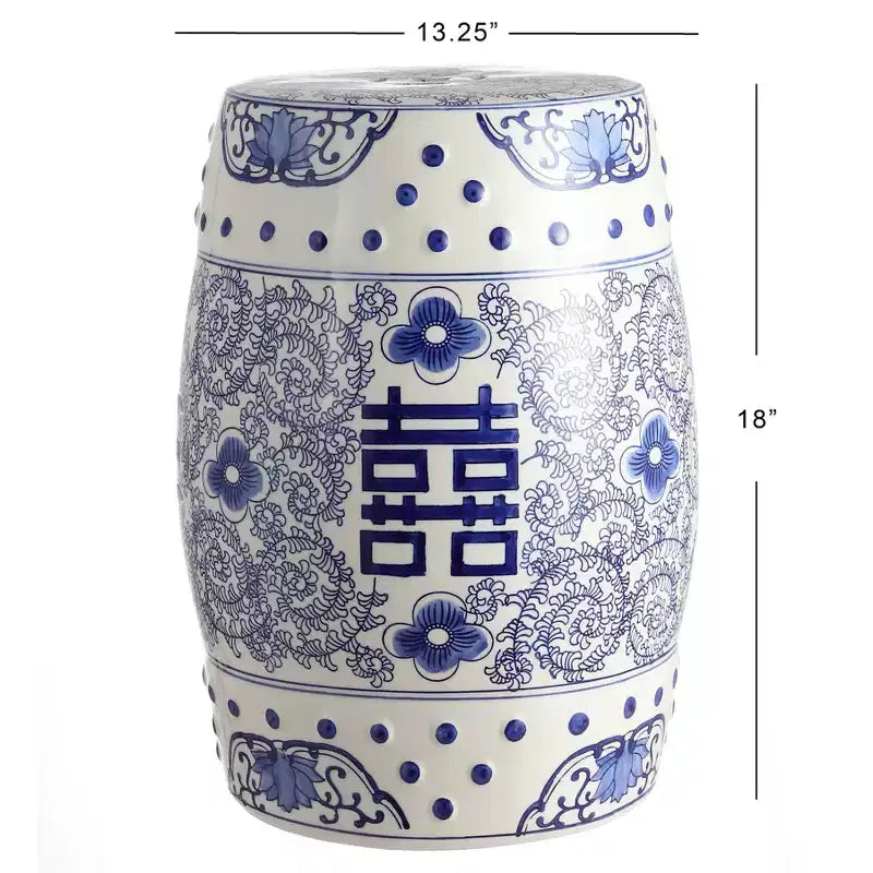 JONATHAN Y Double Happiness Sgabello da giardino/tavolino in ceramica Chinoiserie 18