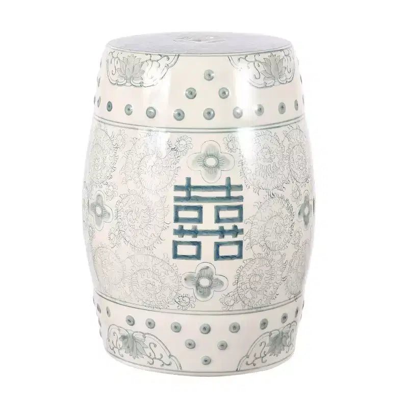 JONATHAN Y Double Happiness Sgabello da giardino/tavolino in ceramica Chinoiserie 18
