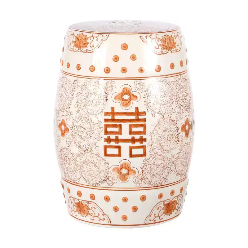 JONATHAN Y Double Happiness Sgabello da giardino/tavolino in ceramica Chinoiserie 18