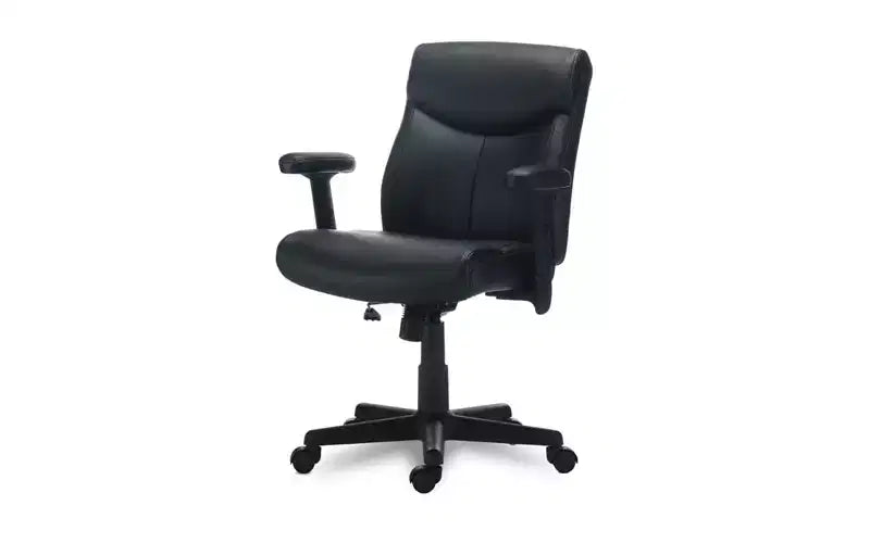 Sedia da ufficio in pelle Alera Alera Harthope, supporta fino a 125 kg, sedile/schienale nero, base nera
