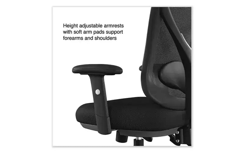 Alera Alera Aeson Series Sedia direzionale multifunzione, supporta fino a 125 kg, altezza seduta da 38 a 47,8 cm, sedile/schienale nero, base nera