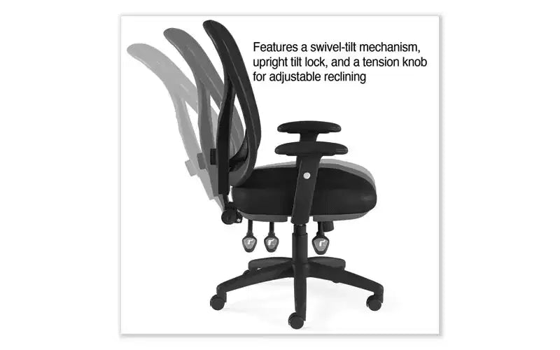 Alera Alera Aeson Series Sedia direzionale multifunzione, supporta fino a 125 kg, altezza seduta da 38 a 47,8 cm, sedile/schienale nero, base nera
