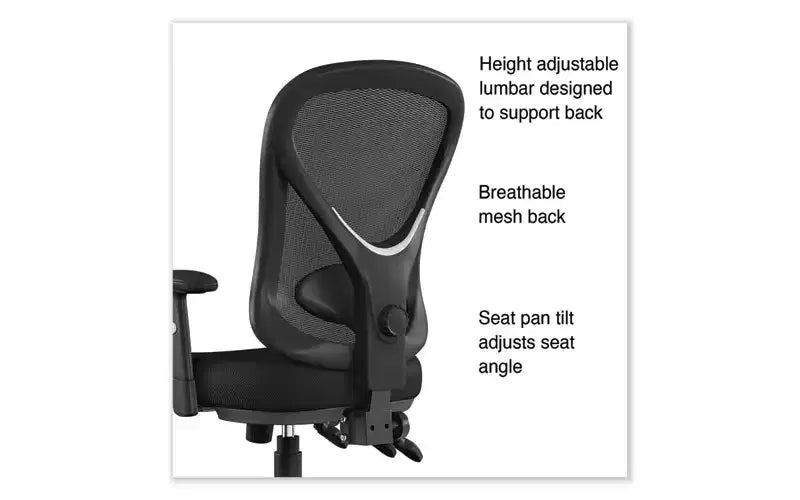 Alera Alera Aeson Series Sedia direzionale multifunzione, supporta fino a 125 kg, altezza seduta da 38 a 47,8 cm, sedile/schienale nero, base nera