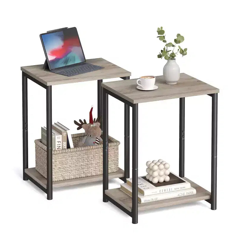 VASAGLE Set di 2 Tavolini Laterali, Comodino Piccolo, per Soggiorno, Camera da Leto, Ufficio, Bagno