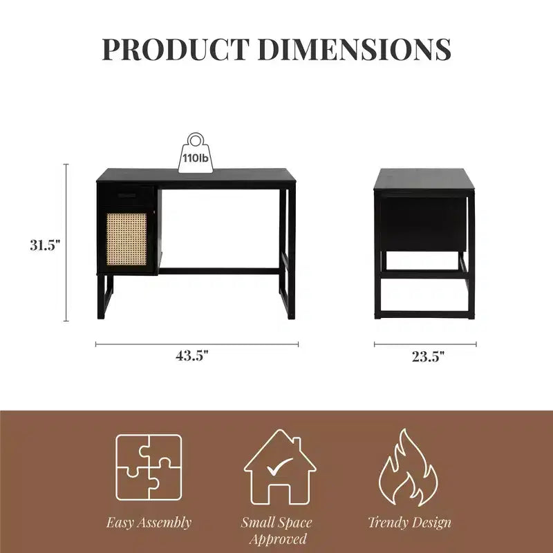Scrivania Ren Home Talo con vano contenitore chiuso e cassetto