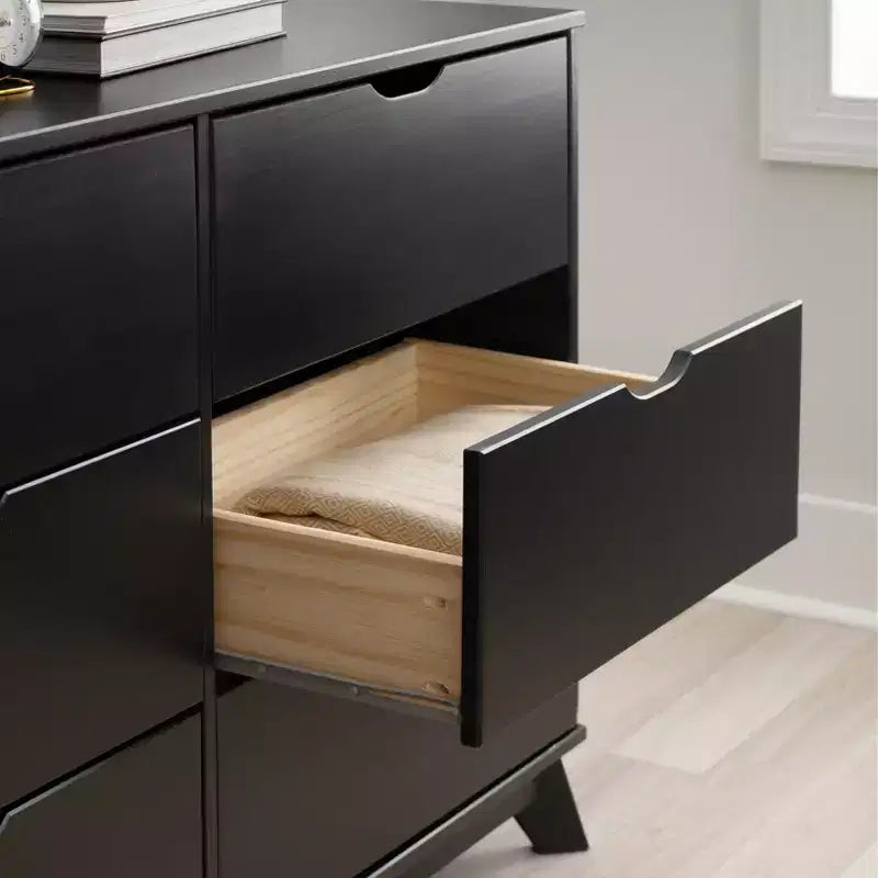 Cassettiera Pensy con 6 cassetti in legno massello stile moderno di metà secolo - Powell