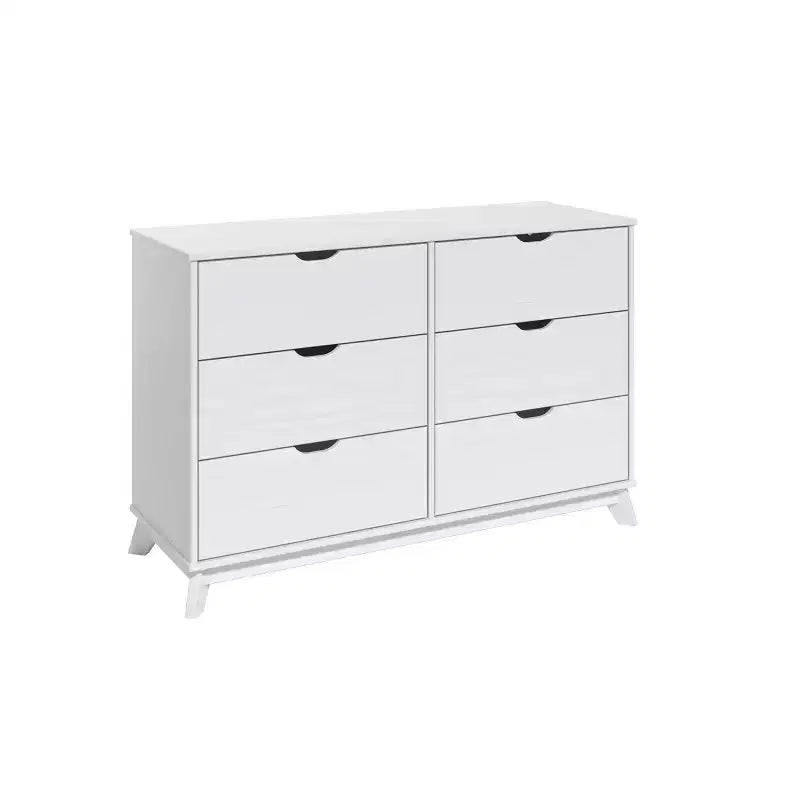 Cassettiera Pensy con 6 cassetti in legno massello stile moderno di metà secolo - Powell