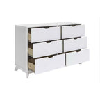 Cassettiera Pensy con 6 cassetti in legno massello stile moderno di metà secolo - Powell