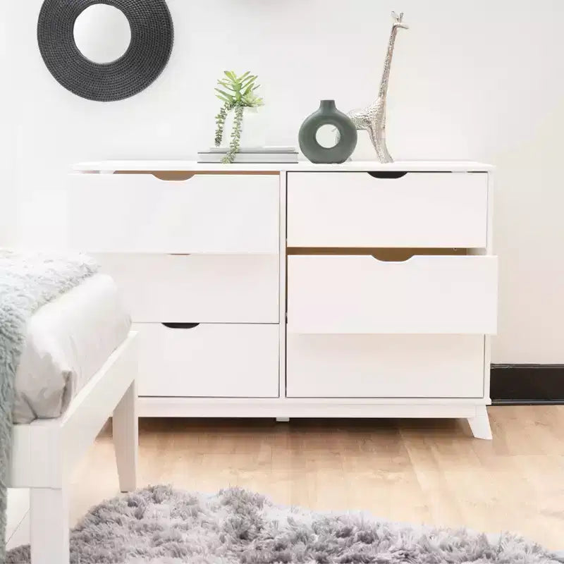 Cassettiera Pensy con 6 cassetti in legno massello stile moderno di metà secolo - Powell