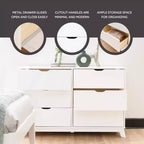 Cassettiera Pensy con 6 cassetti in legno massello stile moderno di metà secolo - Powell