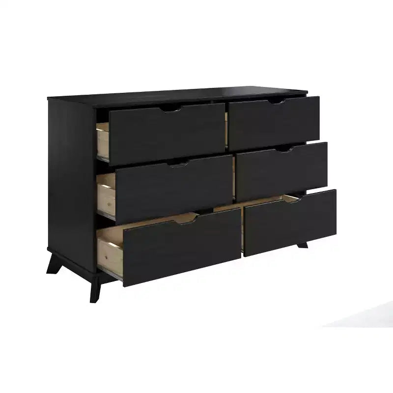 Cassettiera Pensy con 6 cassetti in legno massello stile moderno di metà secolo - Powell