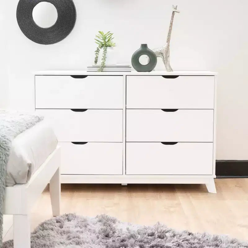 Cassettiera Pensy con 6 cassetti in legno massello stile moderno di metà secolo - Powell