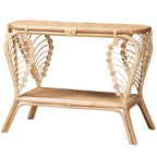 bali & pari Bastet Consolle a 2 ripiani in rattan naturale marrone moderno bohémien