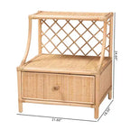 bali & pari Lalo Comodino moderno bohémien in rattan naturale marrone a 1 cassetto