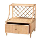 bali & pari Lalo Comodino moderno bohémien in rattan naturale marrone a 1 cassetto