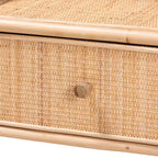 bali & pari Lalo Comodino moderno bohémien in rattan naturale marrone a 1 cassetto