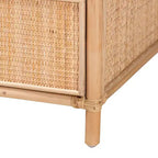 bali & pari Lalo Comodino moderno bohémien in rattan naturale marrone a 1 cassetto