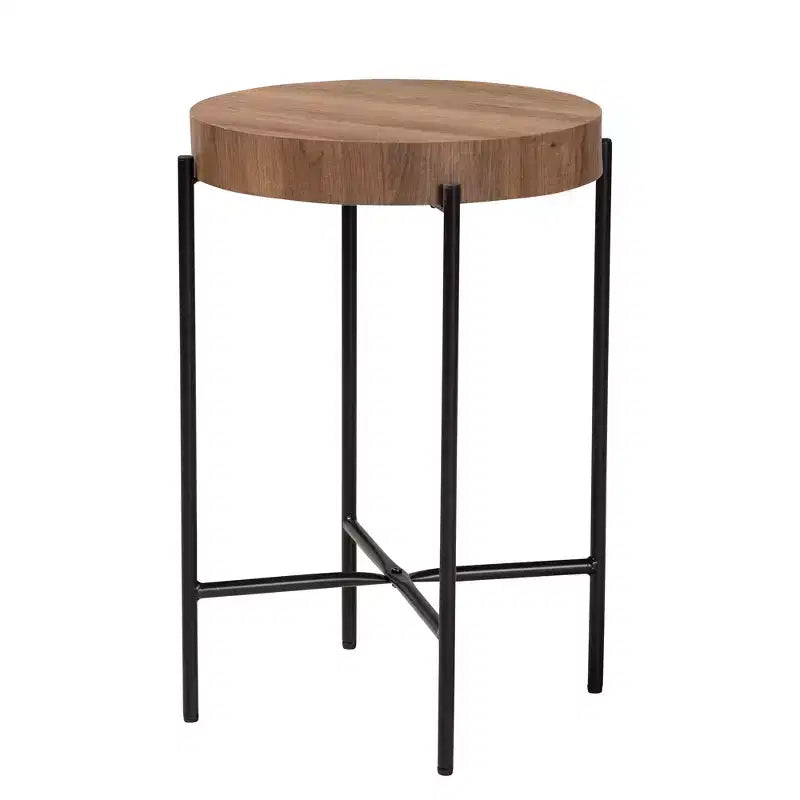 Baxton Studio Savion Tavolino Moderno Industriale in Legno Finitura Noce e Metallo Nero