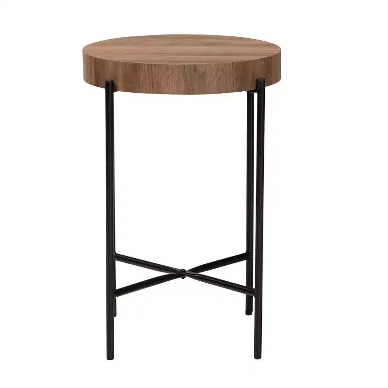 Baxton Studio Savion Tavolino Moderno Industriale in Legno Finitura Noce e Metallo Nero