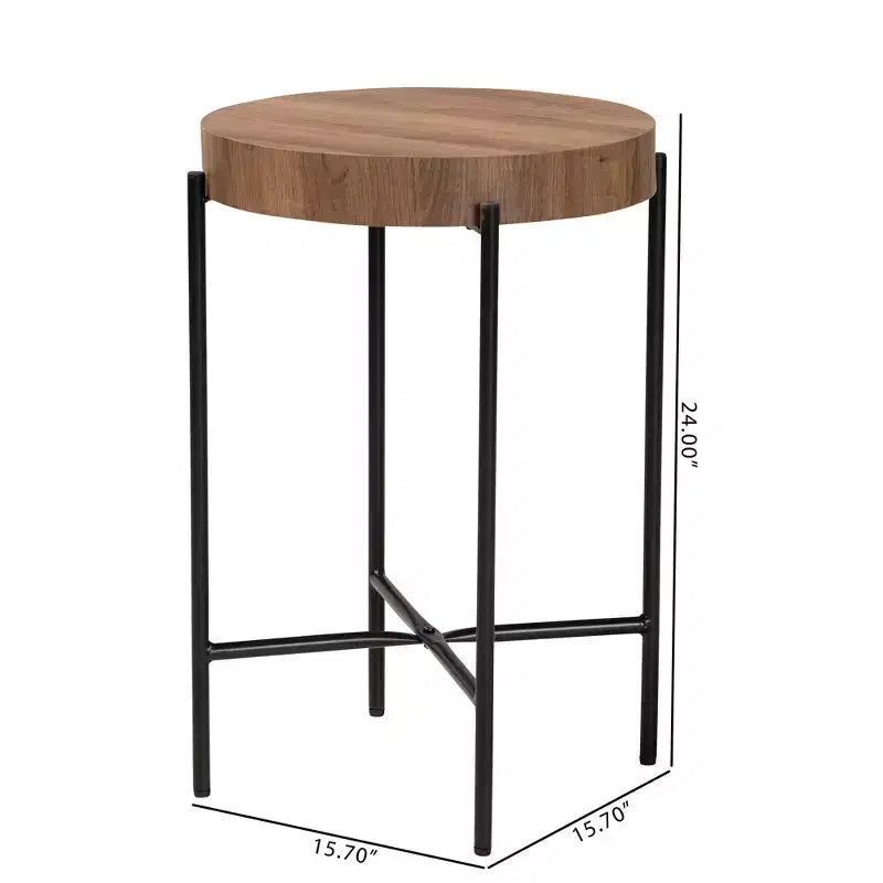 Baxton Studio Savion Tavolino Moderno Industriale in Legno Finitura Noce e Metallo Nero