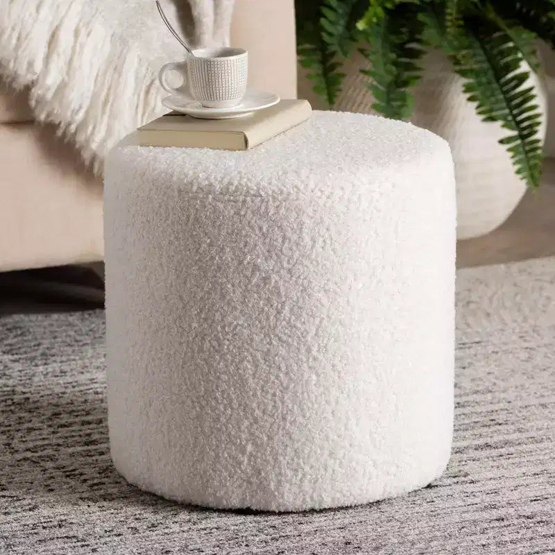 Baxton Studio Tori Modern and Contemporary Ivory Boucle Upholstered Ottoman