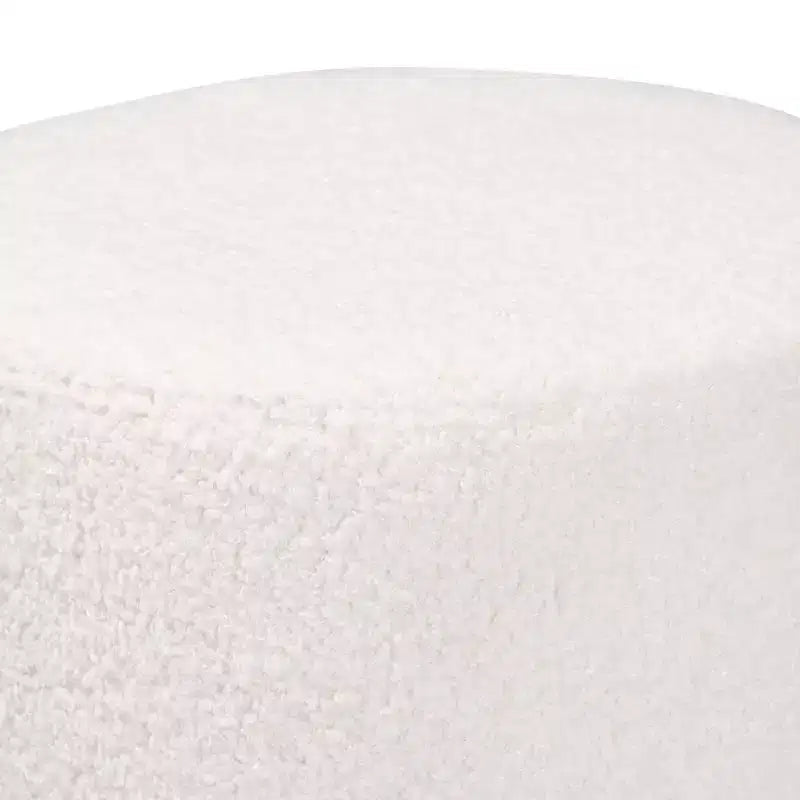 Pouf imbottito Tori di Baxton Studio, in bouclé avorio, moderno e contemporaneo
