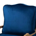 Poltrona accent Baxton Studio Jules tradizionale blu navy in tessuto e legno con finitura rovere francese marrone