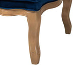 Poltrona accent Baxton Studio Jules tradizionale blu navy in tessuto e legno con finitura rovere francese marrone
