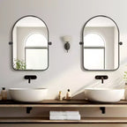 Specchio basculante da bagno Dovelina con cornice in metallo, set da 2 specchi da appendere