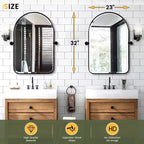 Specchio basculante da bagno Dovelina con cornice in metallo, set da 2 specchi da appendere