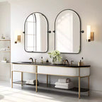 Specchio basculante da bagno Dovelina con cornice in metallo, set da 2 specchi da appendere