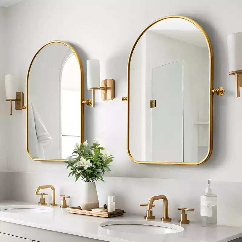 Specchio basculante da bagno Dovelina con cornice in metallo, set da 2 specchi da appendere