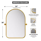 Specchio basculante da bagno Dovelina con cornice in metallo, set da 2 specchi da appendere