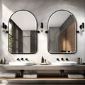 Specchio basculante da bagno Dovelina con cornice in metallo, set da 2 specchi da appendere