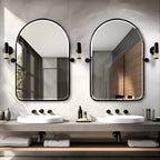Specchio basculante da bagno Dovelina con cornice in metallo, set da 2 specchi da appendere