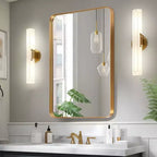Dovelina Specchio da Parete Rettangolare con Cornice in Metallo Specchio da Bagno per Vanity